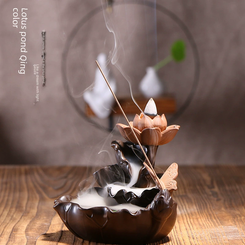 Поставки керамического аромафурна inverted incense burner creative lotus pond moonlight incense burner tea ceremony incense burner lotus lotus leaf