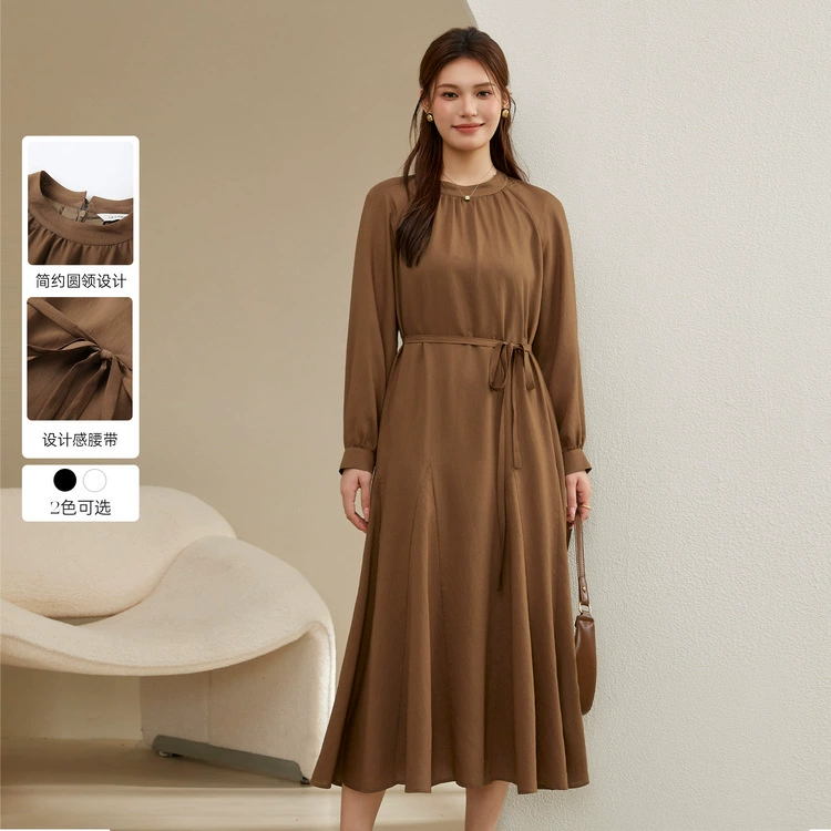 Сплейное шоу большого размера женская нежная и холодная ветреная талия ретро вертикальное платье жирное mm2024 зимний новый стиль