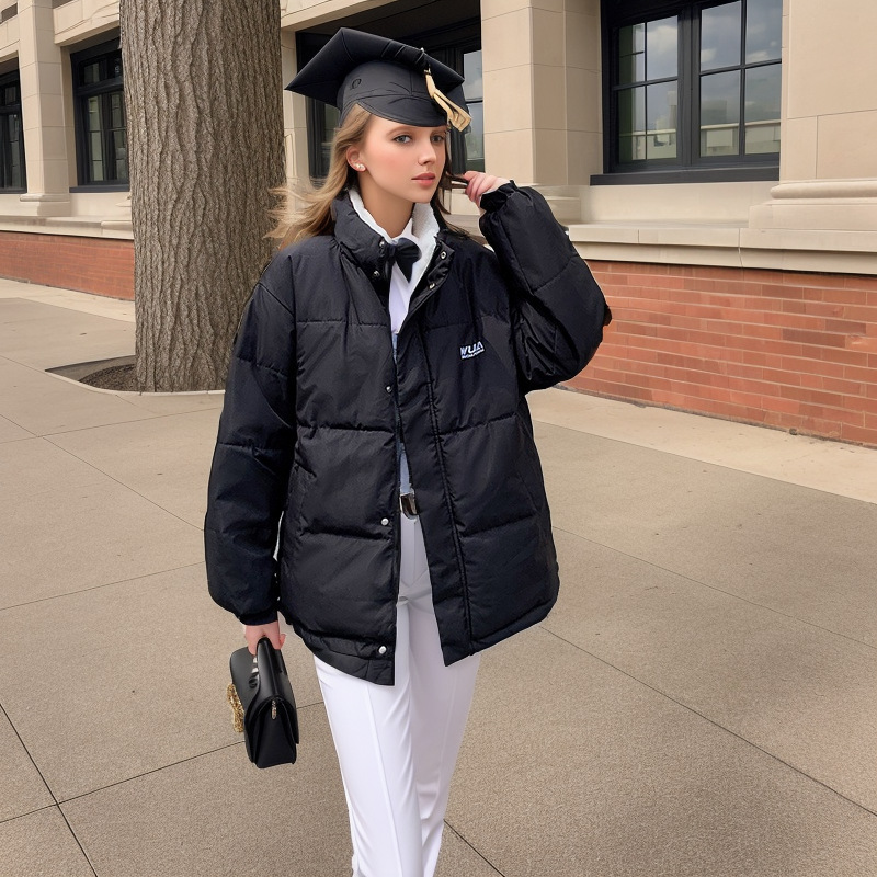 Women's cotton-padded jacket short front and back stand collar plus cashmere lamb wool warm coat._voghion.com