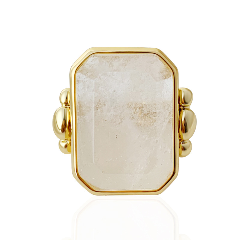 Geometric Pattern Copper Plating Geometric Crystal Open Rings