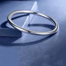 经典素圈白铜镀银手镯女光面简约闭口实心年轻款小众镯子七夕礼物