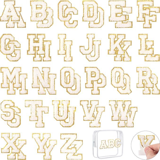 陈列字母贴片自粘用于服装，A-Z校队字母贴纸刺绣缝制修复补丁