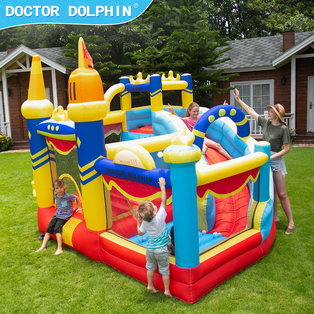 Doctor Delfín | Castillo inflable para niños, pequeño parque de atracciones, castillo inflable, trampolín para uso doméstico, plegable