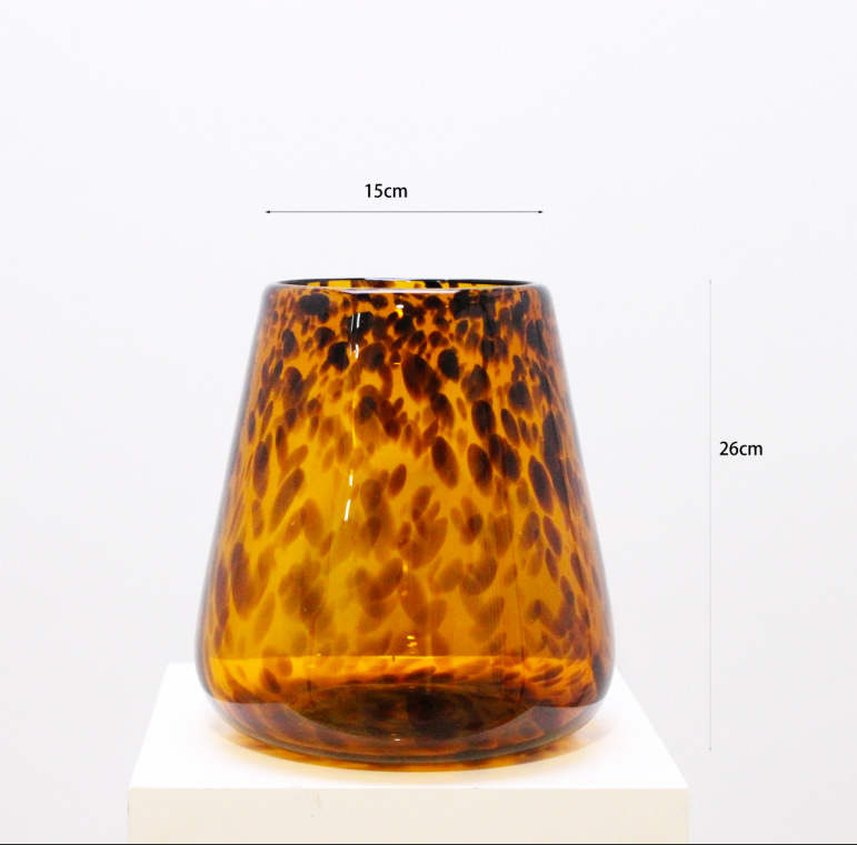 (exportación de la cola simple) tazas de vidrio de tortuga leopardo estampado de llama ornamentos floral decorativo vintage creativo vasijas ornamentos de mesa