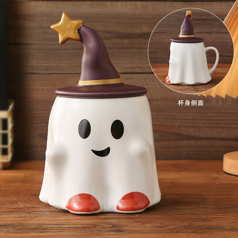 ハロウィンゴーストセラミックウォーターカップマジックファントムエルフマグクリエイティブコーヒーカップ奇妙なカップルカップ|undefined