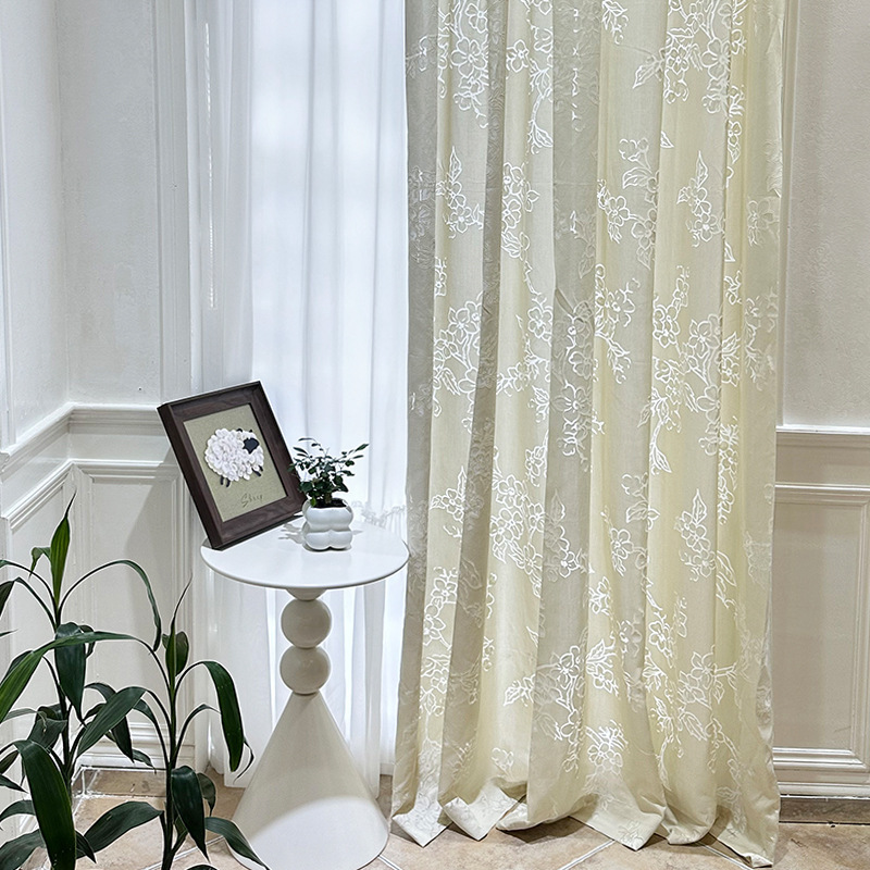 Privacy Protection Window Screen, French Cream Style, Living Room, Balcony, Bedroom, White Milk Tea Color, Floral Screen Privacy Protection Window Screen, French Cream Style, Living Room, Balcony, Bedroom, White Milk Tea Color, Floral Screen