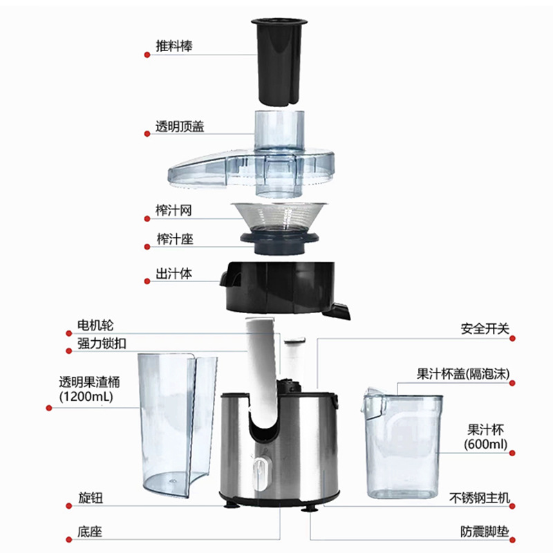 Exprimidor transfronterizo, exprimidor multifuncional para el hogar con separación de pulpa, exprimidor doméstico pequeño, exprimidor totalmente automático