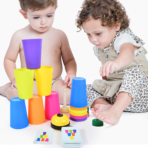 The same type of children's early education competitive stacking cup parent-child interactive tabletop game puzzle stacking cup wholesale toys
