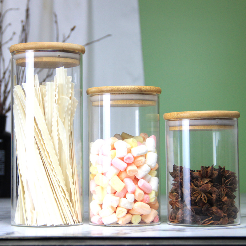 Fábrica de procesamiento personalizado de alta borosilicona de vidrio tanque de almacenamiento tanque de sellado cereales caramelos de té botella de almacenamiento de cocina