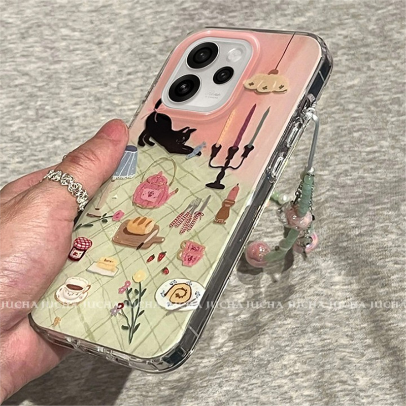 Aplicable a opporeno15 caso de teléfono móvil de alta calidad nuevo tipo OPPO Oreno15pro casa de gato de dibujos animados