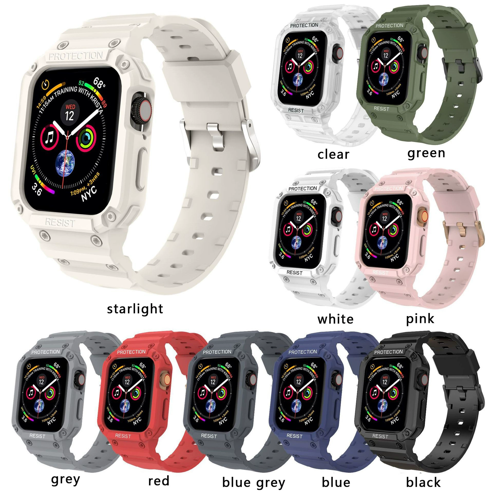 Подходит для Apple Watch Series 9/8/3/4/5/6/7/SE ремешок из TPU