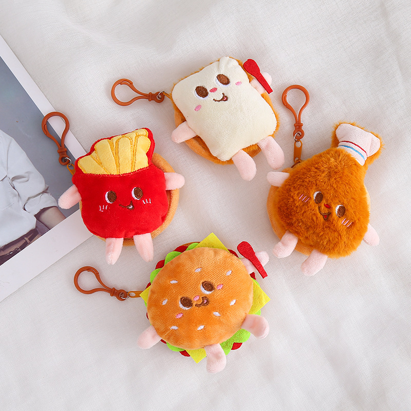 Monedero de hamburguesa de felpa, pequeño libro rojo, el mismo estilo, bolsa de auriculares de juguete Kapibala, muñeca de la serie de dibujos animados, dinero personalizado