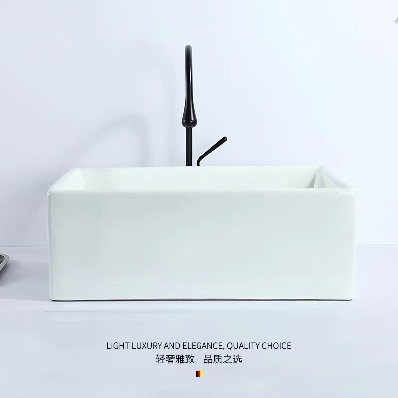 Profundo cuadrado balcón Cuenca Superior lavabo de gran tamaño sola cuenca a prueba de salpicaduras de agua baño lavabo de cerámica lavabo