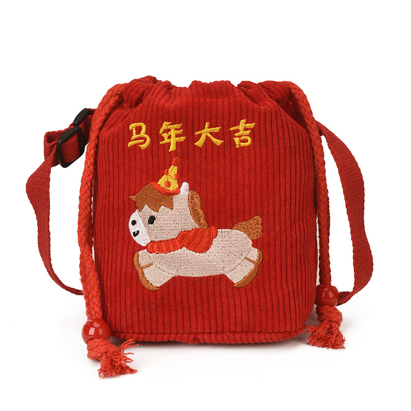 2026 bolsas de felicitación de niños caricaturas lindos pony baby mochila extranjera cuerda para niños y niñas billetera de Año Nuevo
