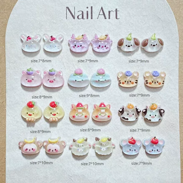 Cute animal cartoon nail art accessories, three-dimensional resin nail decorations, phone case, hair clips, cream glue DIY materials