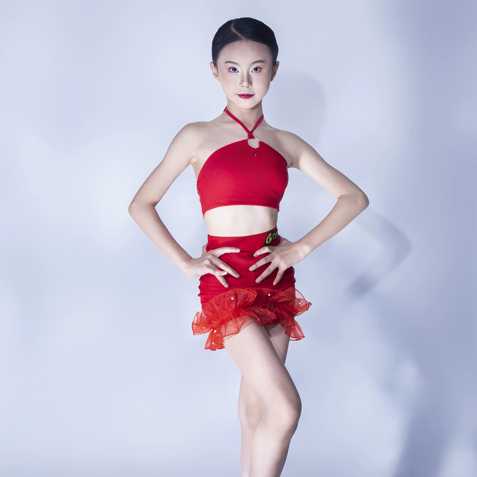 GTYDANCE2025 новая одежда для латинских танцев для девочек, летняя красная элегантная тренировочная одежда на бретельках L25094
