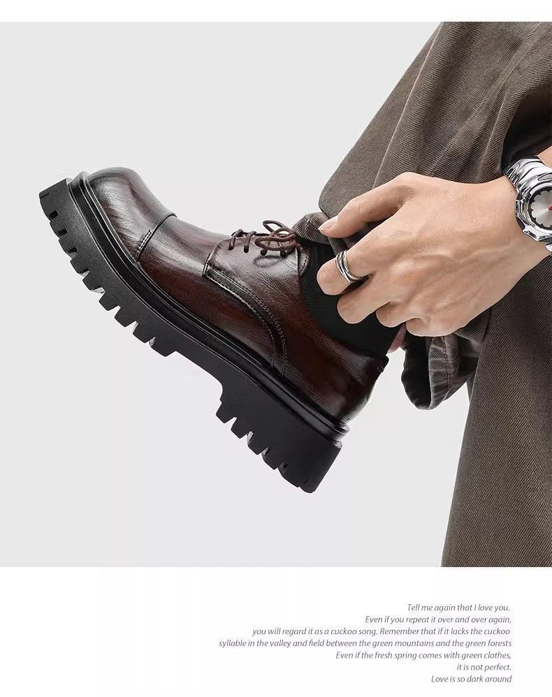 ShoeVault Britischer Modetrend Herren-Lederschuhe Dicke Sohle Derby Zehenkappe Business Hochzeit Bräutigam Weiche Oberfläche Sport Freizeit_voghion.com