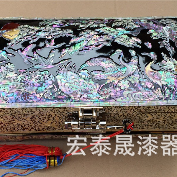 漆器鲍鱼贝壳首饰盒    漆器螺钿珠宝盒  纪念品 礼物新中式 古典