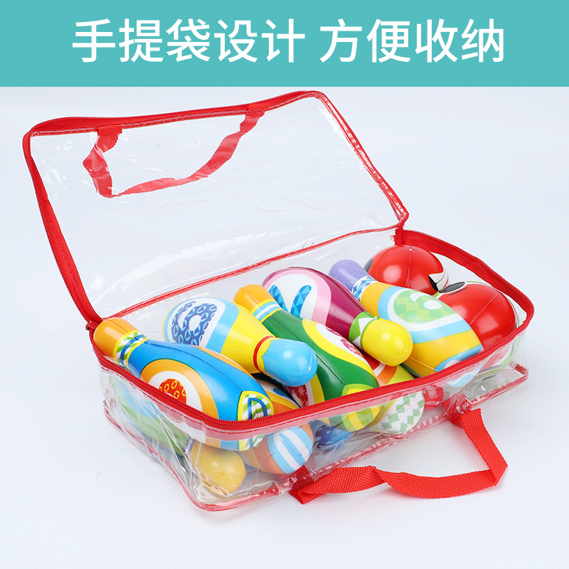 Cross-border best-selling children's toys indoor sports toys storage bag PU bowling set parent-child interactive toys