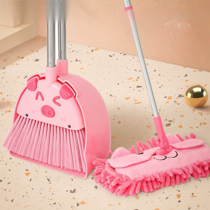 Детский набор из метлы и совка, специальная детская швабра, набор из трех предметов, игрушка для подметания метлы для детского сада