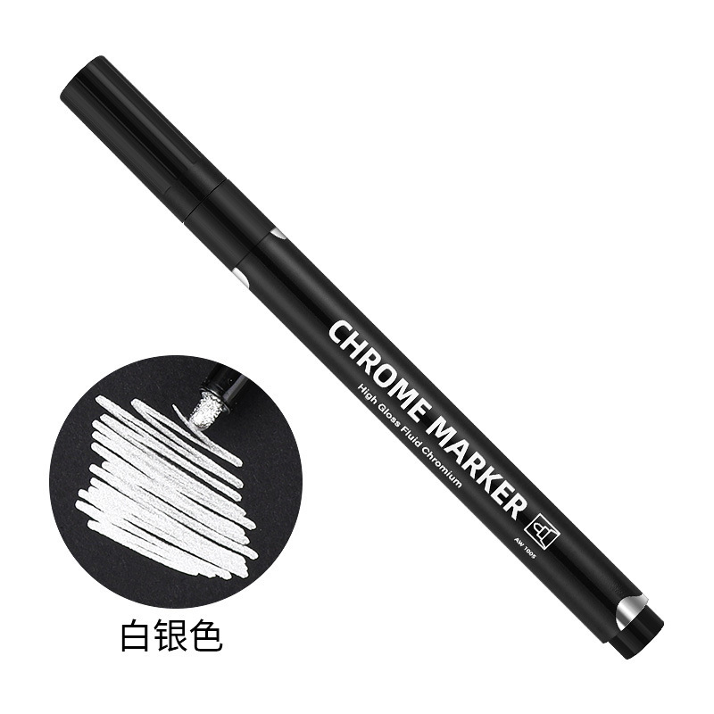 Bolígrafo de reparación de arañazos de modelo Pluma brillante para colorear y colorear Pluma de retoque de modelo de metal Pluma de espejo Pluma cromada al por mayor