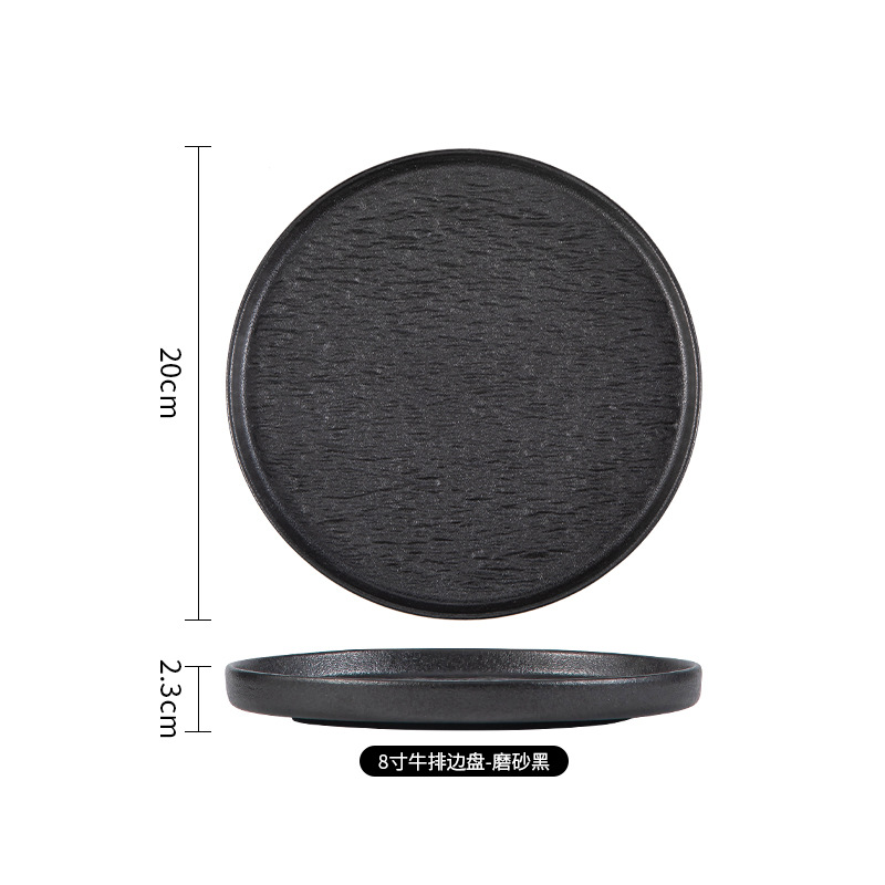 Juego de platos creativos de alta gama en blanco y negro japonés, platos transfronterizos, tazones de cerámica, platos occidentales, platos de fiador, vajillas de cerámica image 36