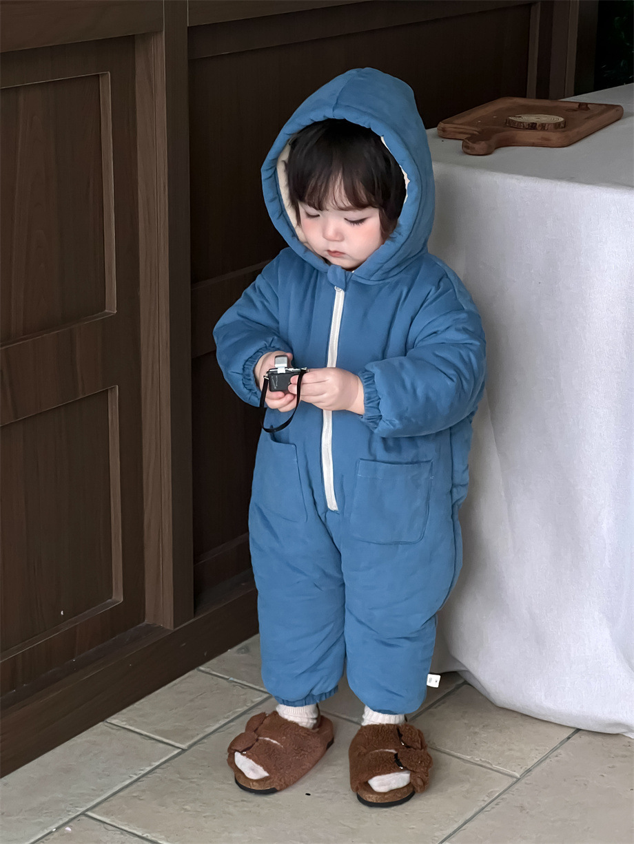 Ropa infantil de otoño y invierno 2024 bebés de otoño y invierno ropa de algodón de escalada de ropa infantil coreana para bebés gruesa ropa unida