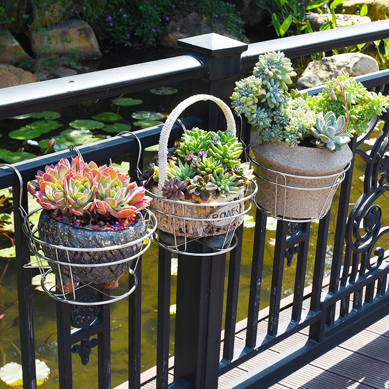 不鏽鋼陽台花盆架家用窗台掛架欄杆多肉綠蘿花架子懸掛式花架護欄
