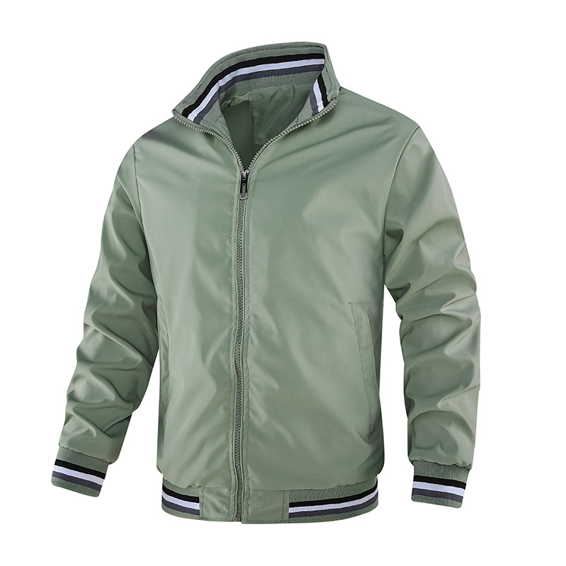 New casual spring and autumn sports solid color jacket men's_voghion.com