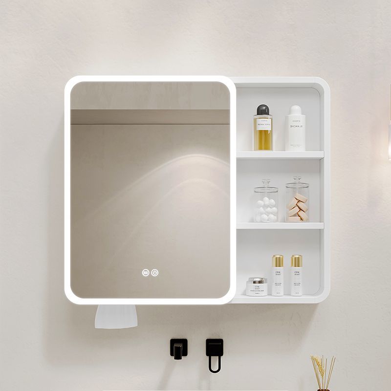 Space Aluminum Smart Bathroom Mirror Cabinet Bathroom Wall-Mounted Storage Separate Arc Storage Rack with Light Defogging Mirror