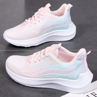 2025 New Spring and Autumn New Ultra-Light Running Shoes Sports Shoes Breathable Shock Absorbing Soft Sole Student Lightweight Running Shoes for Women