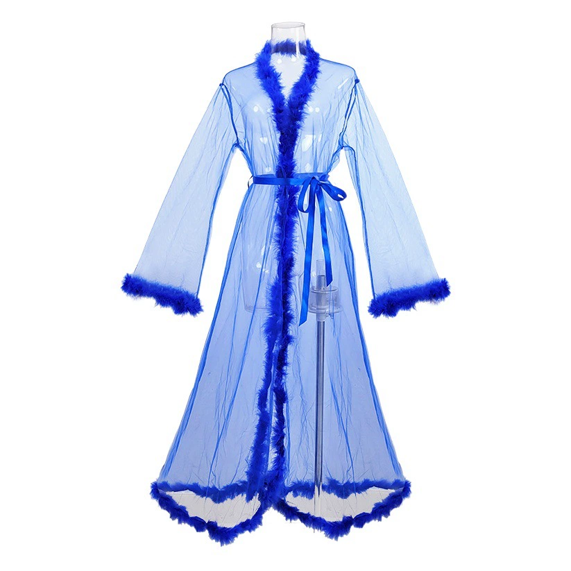 Члены могут увидеть трансграничную внешнюю торговлю сексуальная сетка длинная ночная рубашка мех Сексуальная Перспектива пижамы Женщины оптом 271