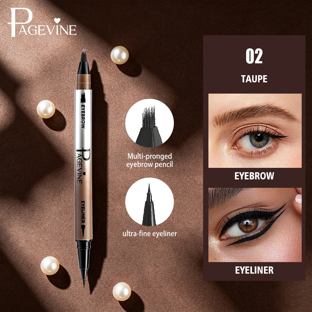 PAGE VINE cepillo de cejas de doble cabeza de lápiz de línea de ojos, un pincel de moldeo no se marea, Amazon tk exportación transfronteriza exclusiva