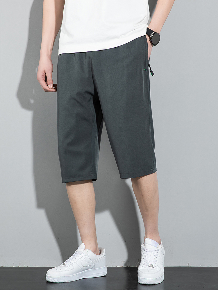 Pantalones Cortos de Tres Cuartos para Hombre 七分 Poliéster y Elastano Transpirable, Delgado