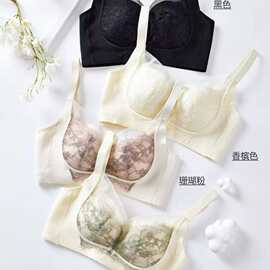无侧骨3351#法式浪漫撞色文胸34-40薄C杯聚拢集中内衣批发尾单跑