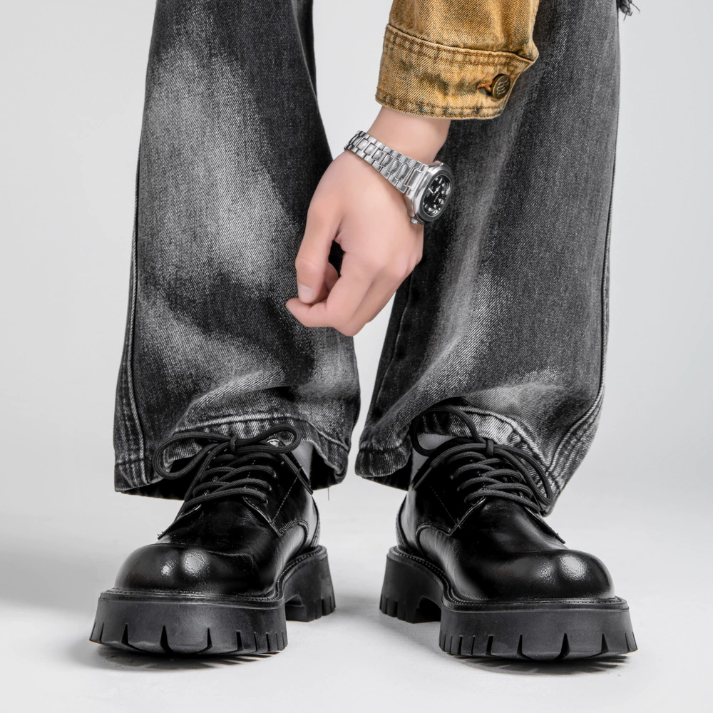 Кожаная обувь мужской большой размер новые ботинки Martin бизнес британское платье большая голова толстая подошва свадебная обувь для жениха повседневная обувь мужской 2138