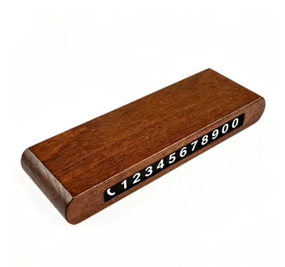 Nömrəli dayanma kartı car relocation license plate, solid - rounded-corners-walnut-color-14452-excluding-number-stickers