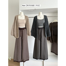 韩版慵懒宽松灯笼袖针织毛衣外套女秋季新款宽松休闲百搭开衫上衣