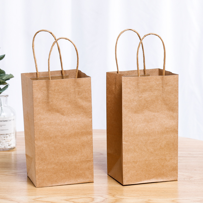 牛皮纸手提袋一杯奶茶杯托打包咖啡外卖饮料烘焙食品袋子