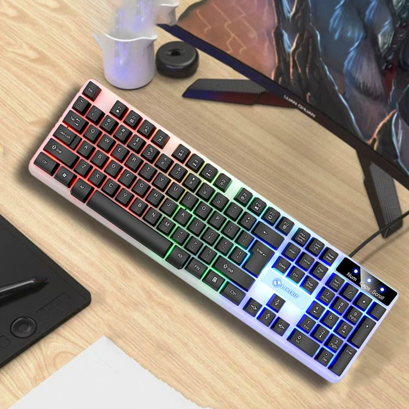 Набор клавиатура и мышь для игр (Leda GTX350), подсветка RGB, проводной компактный 53×15 см