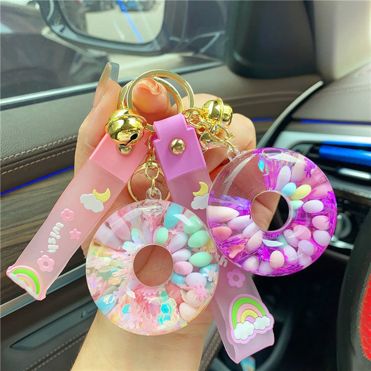 Oil Donut Swimmer Swimring Keychain Exquisite Liquid Snowflake Sugar Bean Pendant Couple's Backpack Hanging Ornaments Oil Donut Swimmer Swimring Keychain Exquisite Liquid Snowflake Sugar Bean Pendant Couple's Backpack Hanging Ornaments