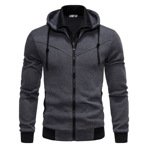 Men's Fashion Casual Pseudo-Bi-Sleeve Slim Fit Color Block Hooded Sweatshirt New Arrival