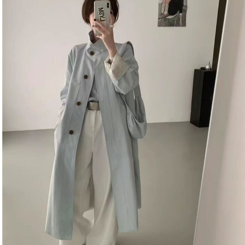 春秋季新款子韩系中长款立领爆款风衣外套女日系英伦风休闲百搭潮|undefined