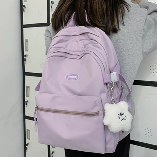 学生包大容量纯色韩版简约休闲ins潮时尚洋气双肩包睿营旅行包包