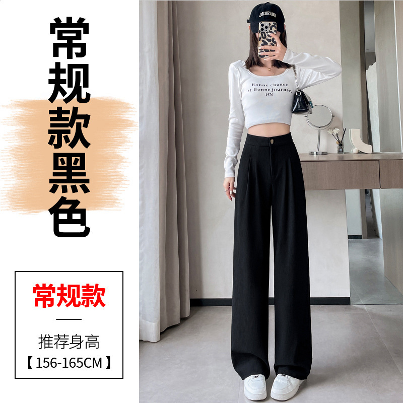 十三行2025秋冬季新款肌理感西装裤高腰窄版阔腿直筒拖地休闲裤女|undefined