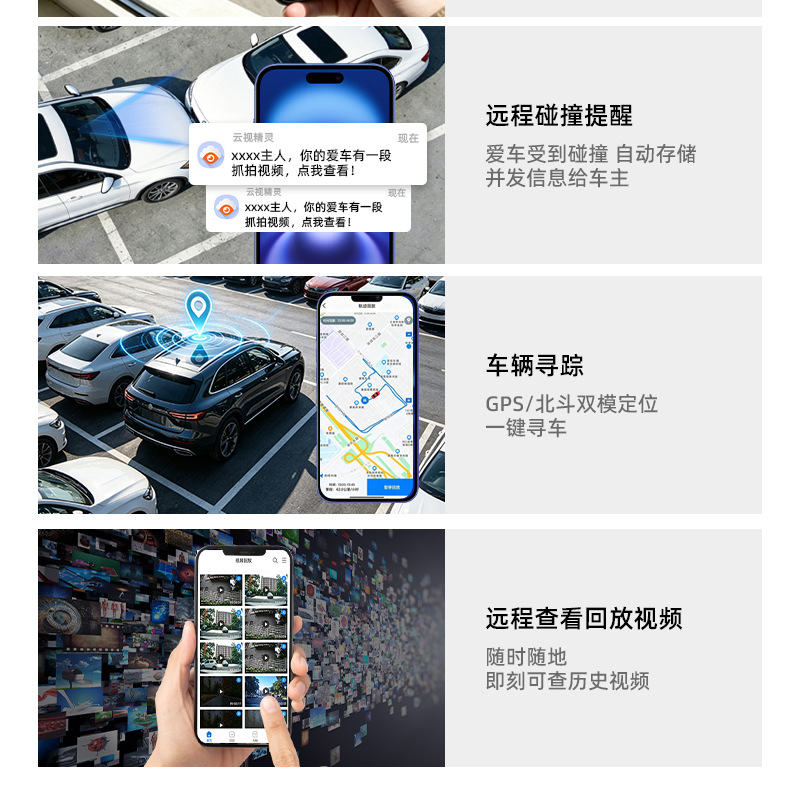 Car 4-channel dashcam, 360-degree panoramic view, 24-hour parking monitoring, 4G small-screen dashcam, wholesale from the manufacturer