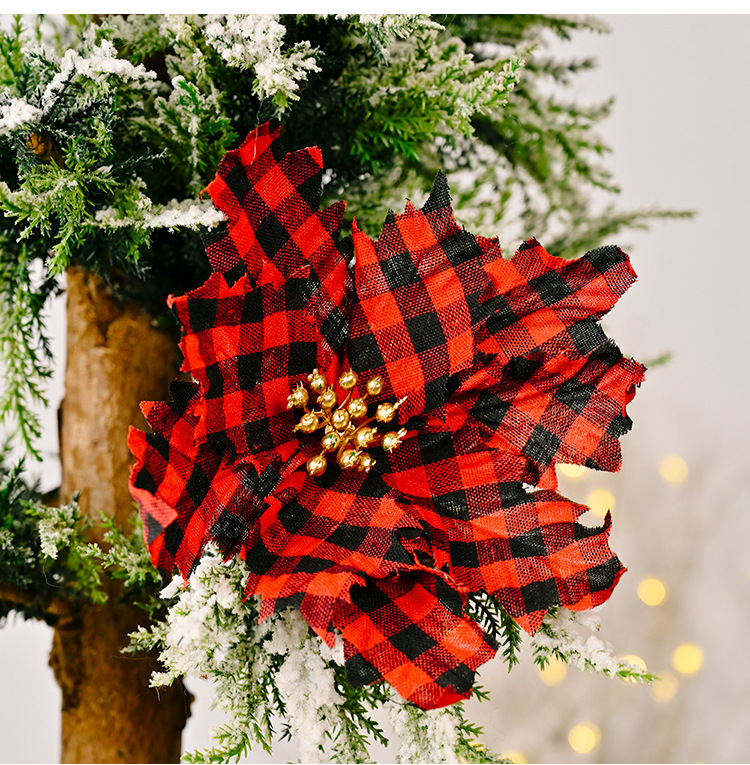 Christmas Plaid Cloth Flower Decoration Wholesale Nihaojewelry display picture 4