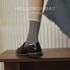 84351 Women's Autumn/Winter Striped Knee-High Socks from South Korea, Trendy and Super Hot Knee-High Socks for Girls