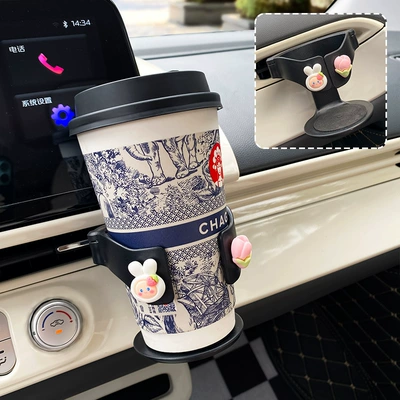 Tray for Storage, Female-Friendly — Car cup holder/beverage holder - tulip-rabbit-head-water-cup-holder-black