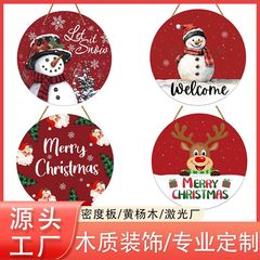 跨境亚马逊热销新品圣诞节冬季装饰门牌圆牌木质工艺品装饰挂牌